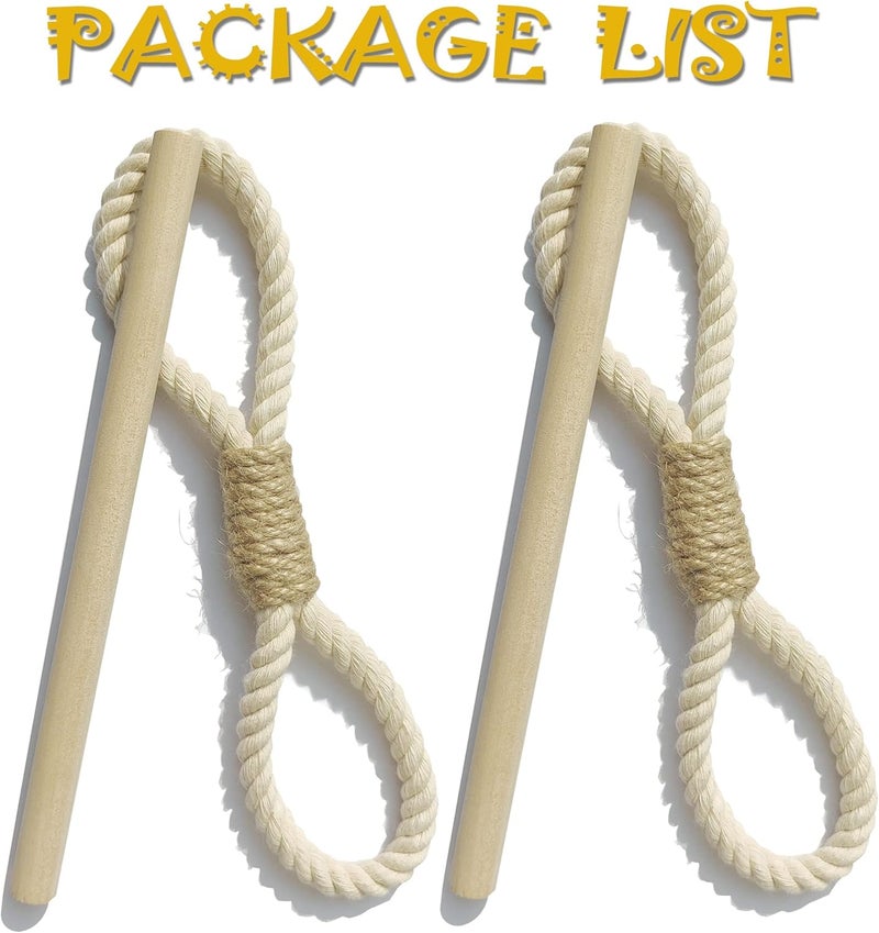 warmtone Curtain Tiebacks Rustic Holdbacks for Drapes, Farmhouse Tie Backs for Curtains, Cotton Jute Rope with Wood Club, Natural Boho Decor Shabby Chic Drapery Holder, Pack-2 - Image 2